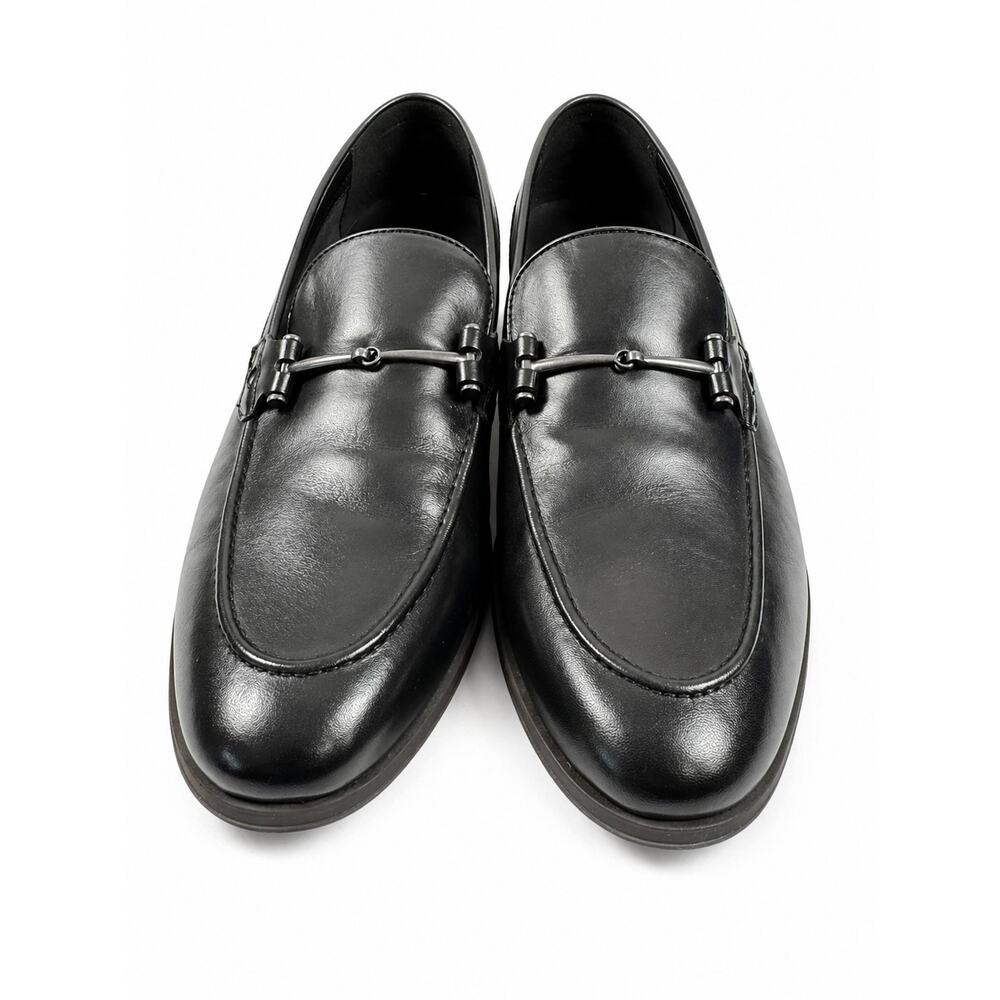 Vince Camuto Black Leather Loafers Mens 11.5M Bit Slip On Dress Shoes w/ Box